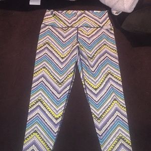 High Rise Green and Blue Chevron Aerie Leggings L